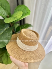 Nón cói phớt nhạt - dây trắng