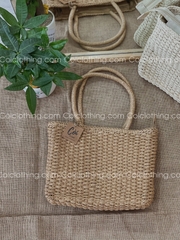Túi cói chữ nhật XT đan trơn