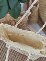 Túi cói Korean chữ nhật có lót