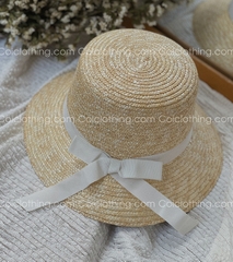 Nón cói cứng vành nhỏ nơ dài