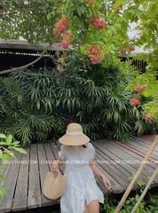 Nón cụp trơn nơ dài-Trắng