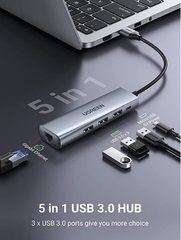 UGREEN USB 3.0 to 3×USB 3.0+RJ45(1000Mbps) Ethernet Adapter