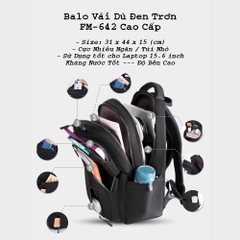 Balo Vải Dù Thời Trang FM-642 Nhiều Ngăn-Kháng Nước