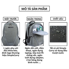 Balo SimpleCarry Màu Xám Xanh Grey B2B02 B.Gray mã 150103