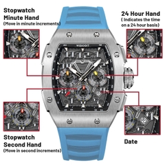 RACING | GT CHRONO-SILVERY WATCH (LIGHT BLUE STRAP)