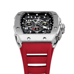 RACING | GT CHRONO-SILVERY WATCH (RED STRAP)