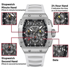 RACING | GT CHRONO-SILVERY WATCH (WHITE STRAP)