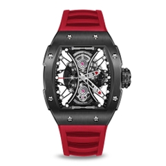 SKELETON | HOURGLASS-BLACK WATCH (RED STRAP)