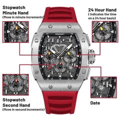 RACING | GT CHRONO-SILVERY WATCH (RED STRAP)