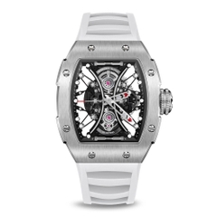 SKELETON | HOURGLASS-SILVERY WATCH (WHITE STRAP)