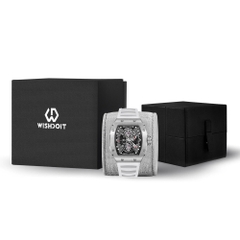 SKELETON | HOURGLASS-SILVERY WATCH (WHITE STRAP)