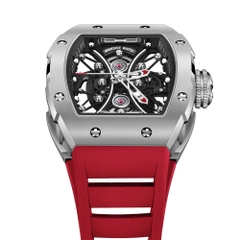 SKELETON | HOURGLASS-SILVERY WATCH (RED STRAP)