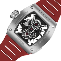 SKELETON | HOURGLASS-SILVERY WATCH (RED STRAP)