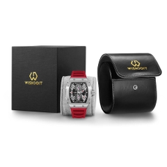 SKELETON | HOURGLASS-SILVERY WATCH (RED STRAP)