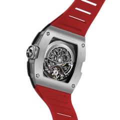 THE RUNWAY -SILVERY WATCH (RED STRAP)