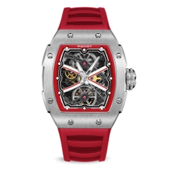 THE RUNWAY -SILVERY WATCH (RED STRAP)