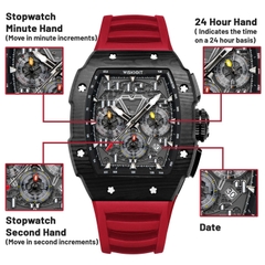 RACING | GT CHRONO-BLACK WATCH (RED STRAP)
