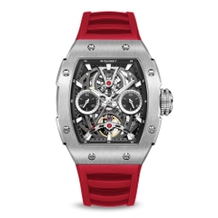 THE PIONEER - SILVER WATCH (RED STRAP)