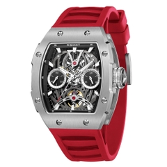 THE PIONEER - SILVER WATCH (RED STRAP)