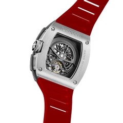 THE PIONEER - SILVER WATCH (RED STRAP)