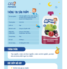 340038595-Trái cây nghiền vị táo, mâm xôi đen và mâm xôi đỏ Agusha 90g/gói, 10 gói/thùng