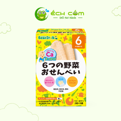 Thực phẩm bổ sung: Bánh gạo ăn dặm Beanstalk 6 loại rau củ, 20g/hộp. (Beanstalk 6 Vegetables Rice Crackers ( 2 pieces x 5 bags ))