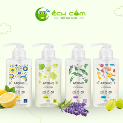Nước rửa bình sữa, hoa quả & chén bát đậm đặc thuần chay Atono2 cho bé hương chanh, không dùng trong y tế 480gr/túi , hiệu :Atono2