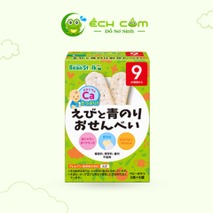 Thực phẩm bổ sung: Bánh gạo ăn dặm Beanstalk tôm và tảo xanh, 20g/hộp. ( Beanstalk Shrimp and green seaweed rice crackers  ( 2 pieces x 5 packs )).