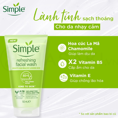 Sữa Rửa Mặt Simple Giúp Da Sạch Thoáng Dạng Gel 150ml