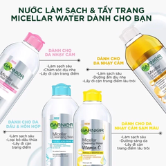 Nước Tẩy Trang làm sạch sâu dịu nhẹ cho mọi loại da - Garnier Micellar Cleansing Water 400ml