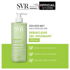 Gel Rửa Mặt SVR Không Chứa Xà Phòng Cho Da Dầu 400ml Sebiaclear Gel Moussant