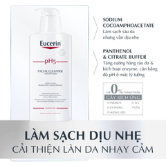 Sữa Rửa Mặt Eucerin Dịu Nhẹ Cho Da Nhạy Cảm 400ml pH5 Facial Cleanser Sensitive Skin