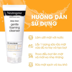 Sữa Rửa Mặt Dịu Nhẹ, Sạch Sâu Neutrogena 175g Deep Clean Gentle Foaming Cleanser
