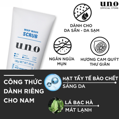 Sữa Rửa Mặt Uno Tạo Bọt Sạch Nhờn Cho Da Dầu 130g Whip Wash Black