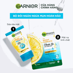 Sữa Rửa Mặt Garnier 3 Trong 1 Ngừa Mụn 100ml (Mới) Bright Complete Anti-Acne Cleansing Foam
