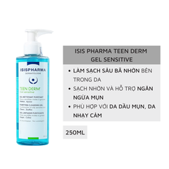 Gel Rửa Mặt Isis Pharma Giúp Giảm Nhờn Mụn 250ml Teen Derm Gel Sensitive