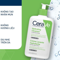 Sữa Rửa Mặt CeraVe Cho Da Thường Đến Khô 473ml Hydrating Cleanser