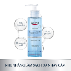 Gel Rửa Mặt Eucerin Dành Da Nhạy Cảm 200ml Dermato Clean Hyaluron Cleansing Gel