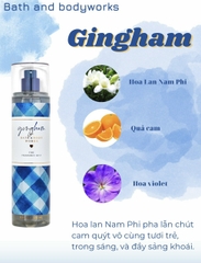 Xịt Thơm Toàn Thân Gingham Xanh Body Mist Bath & Body Work 236ml