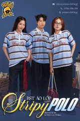 BST Áo lớp Stripy Polo sọc xanh dương