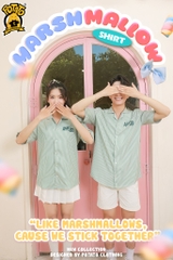 BST Áo lớp sơ mi Marshmallow xanh lá sọc