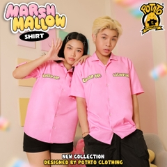 BST Áo lớp sơ mi Marshmallow hồng trơn