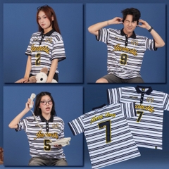 BST Áo lớp Stripy Polo sọc đen