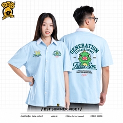 BST Áo lớp sơ mi Summer Vibe Xanh Dương