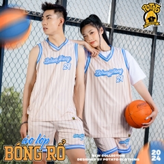 Áo Bóng Rổ Kẻ Sọc Be