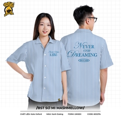 BST Áo lớp sơ mi Marshmallow xanh dương sọc