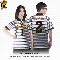 BST Áo lớp Stripy Polo sọc đen