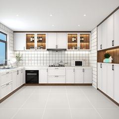 Tủ Bếp Gỗ Công Nghiệp Tông Màu Trắng Sáng TB03