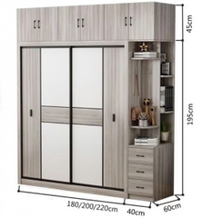 Tủ Quần Áo Cửa Lùa Hiện Đại Kèm Kệ Trang Trí Đa Năng