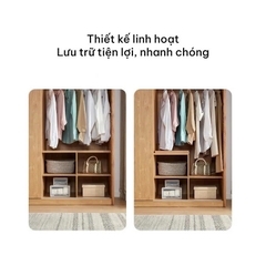 Tủ Quần Áo Gỗ Công Nghiệp Hiện Đại 3 Cánh Kèm Ngăn Tủ
